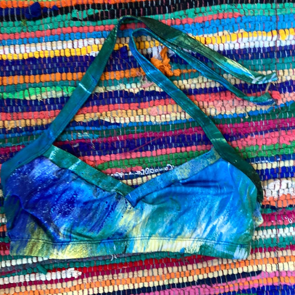 HotSkins™️ 90s Vintage Bodywear Pastel Pattern Bikini / Yoga Top M